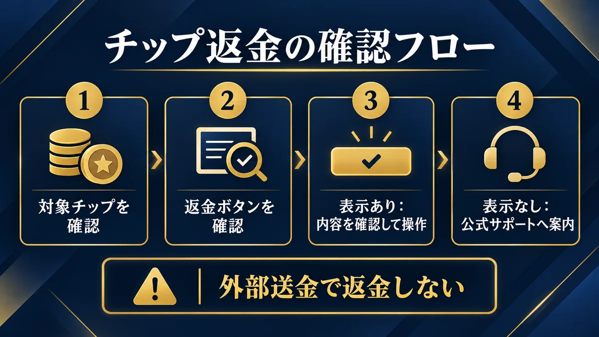 Stripchatのチップ返金で返金ボタンを確認する4ステップ